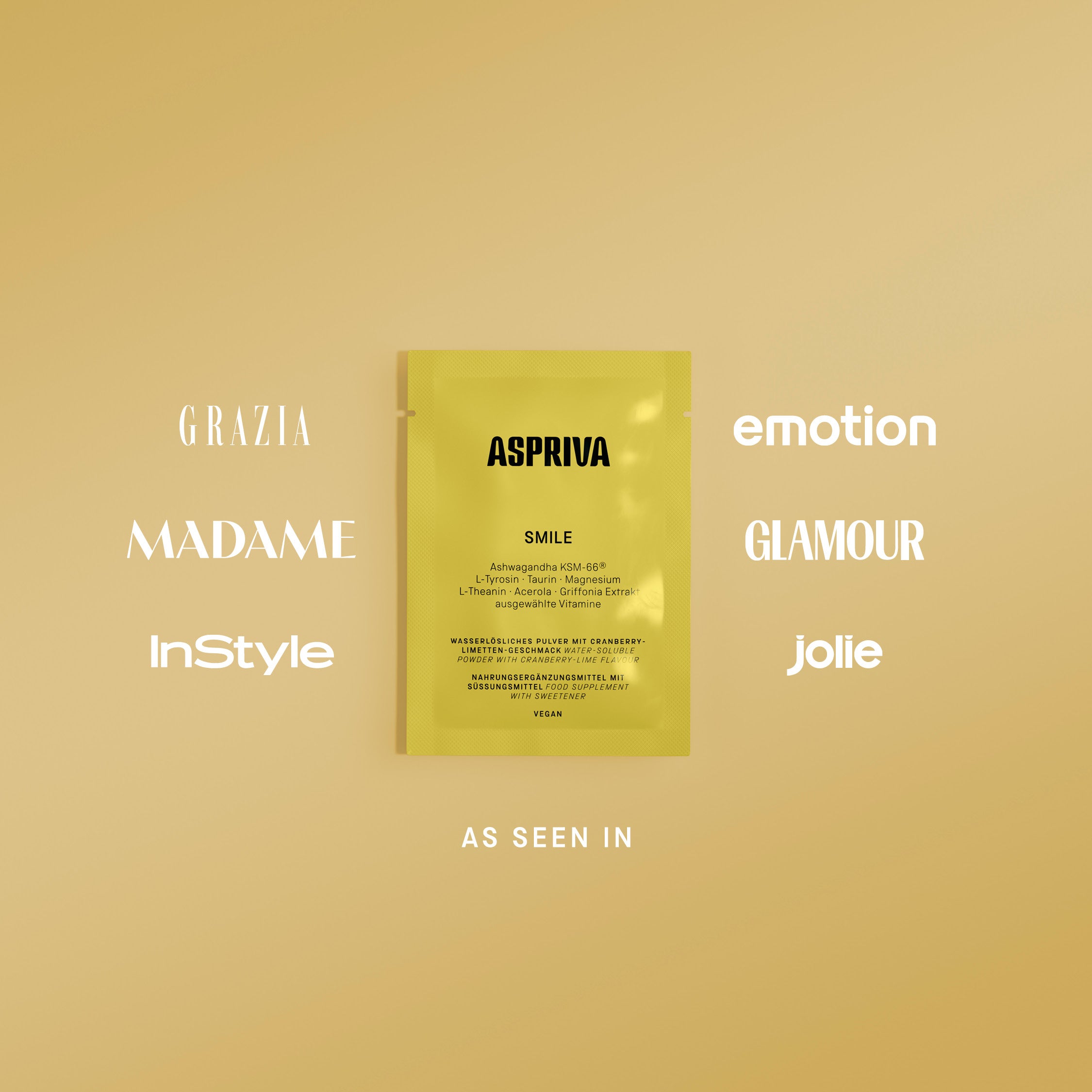 ASPRIVA SMILE Sachet bekannt aus Grazia, Madame, InStyle, Emotion, Glamour und Jolie