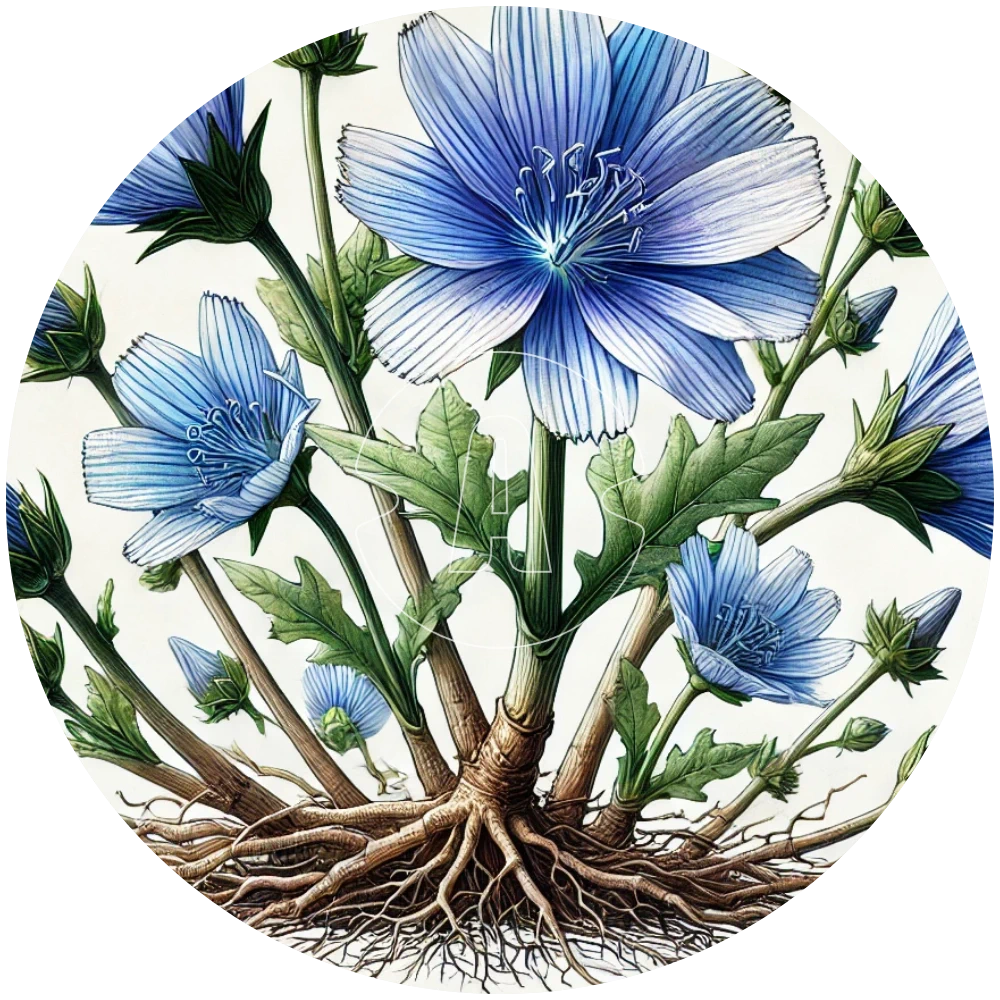 Zichorie  (cichorium intybus) botanische Illustration • ASPRIVA®