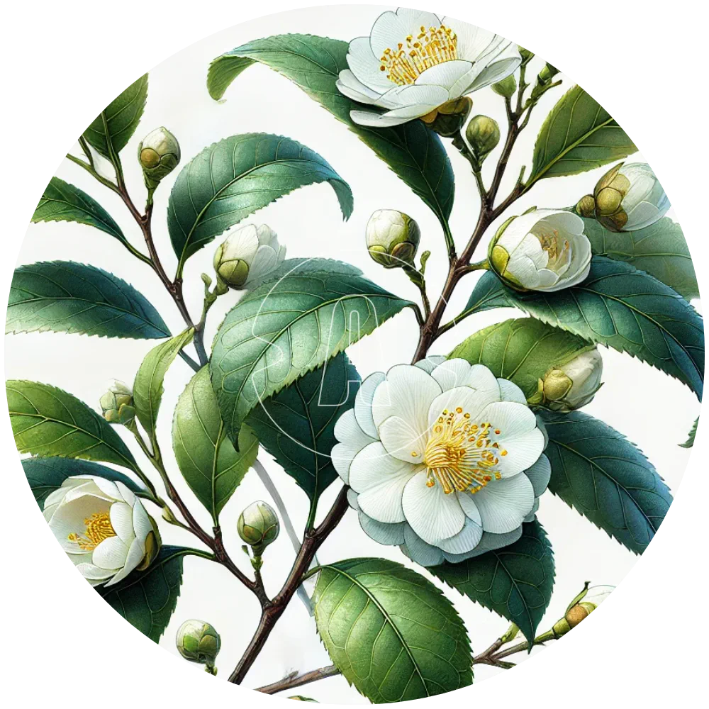 Camellia sinensis botanische Illustration • ASPRIVA®